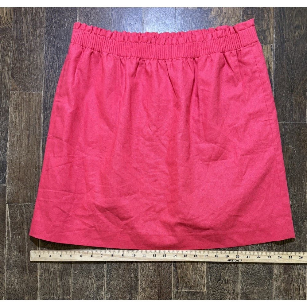 J. Crew Skirt Womens Size 16 Red Linen Blend Midi Pockets Preppy BF230 NEW - Picture 3 of 10